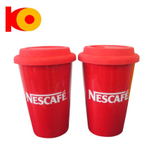Food grade custom ceramic coffee mug with silicone lid